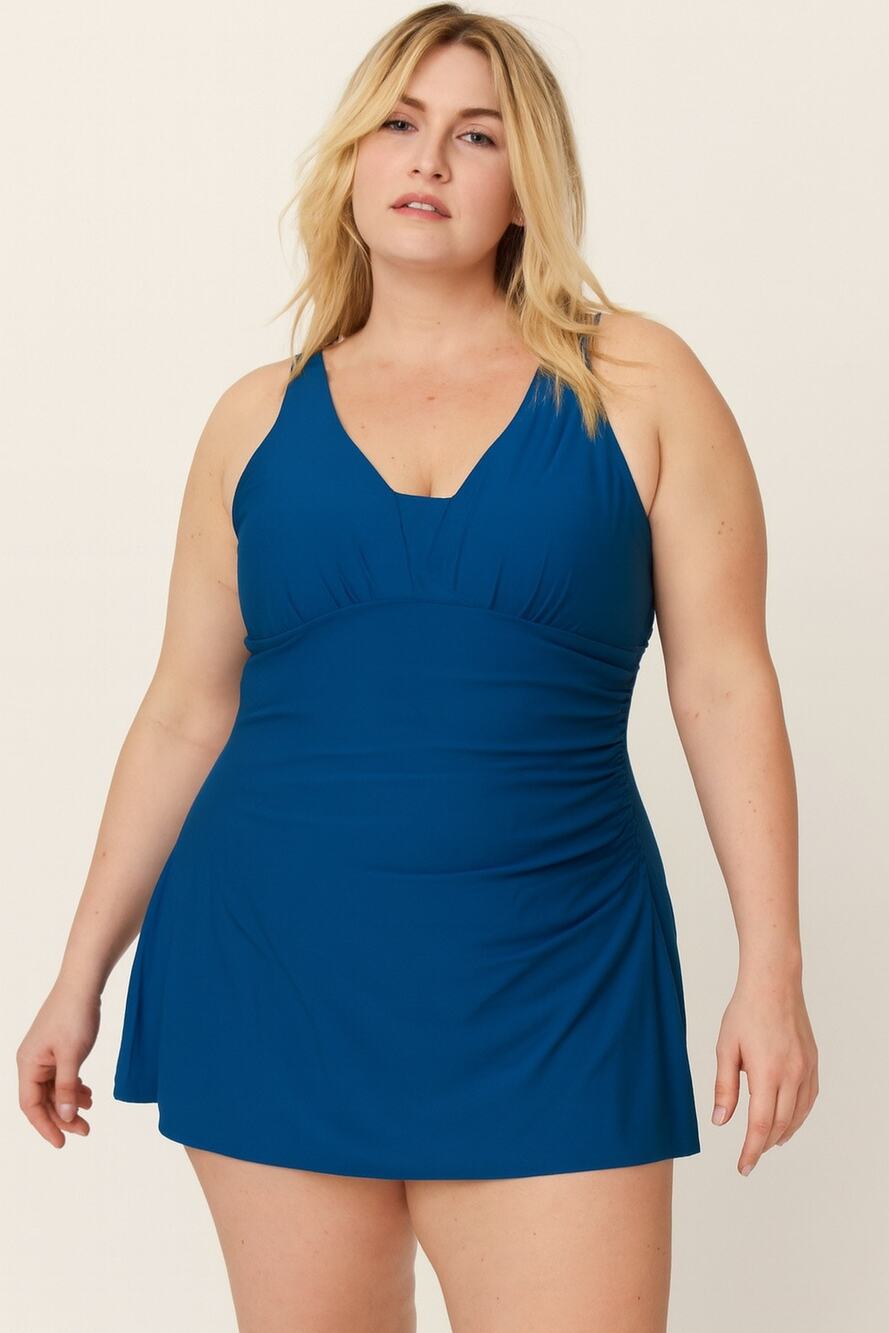 Lands End Womens One Piece Swimsuit Size 18 Plus blue Build in Bra